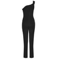 thumbnail image 5 of VSSSJ Women's Romper Slim Fit Solid Color Sleeveless Straight Leg Jumpsuit with Pocket Casual Elegent Wedding Party Jumpsuit Rompers Black XL, 5 of 7