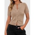 thumbnail image 3 of Cardigan PRETTYGARDEN Mujer Verano Manga Corta Caqui, 3 of 6