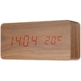 thumbnail image 4 of Reloj despertador digital USB de grano de madera inteligente para decoración de cabecera y oficina, 4 of 10