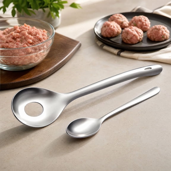 Stainless Steel Meatball Maker Spoon Set, 2-Piece Meatball Shaper Tool for Ground Beef, Pork, Chicken, Fish and Easy Meal Prep