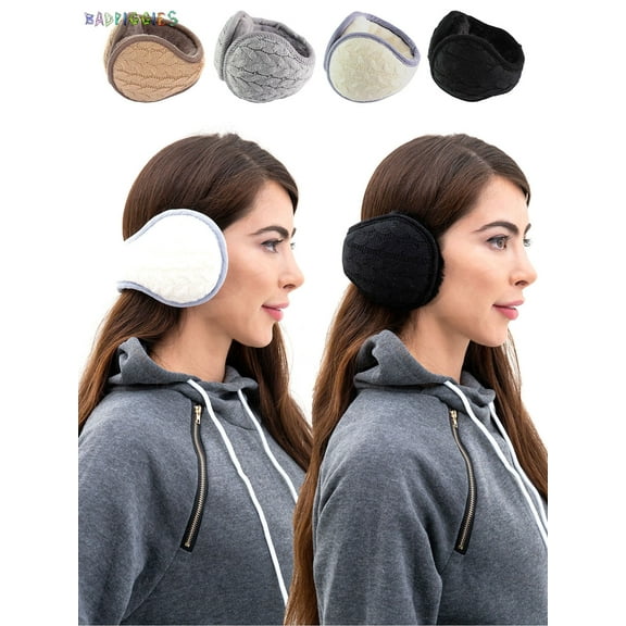 BadPiggies Unisex Warm Knit Earmuffs Ladies Cashmere Winter Pure Color Outdoor Fleece Fur Earwarmer, Adjustable Wrap (Coffee)