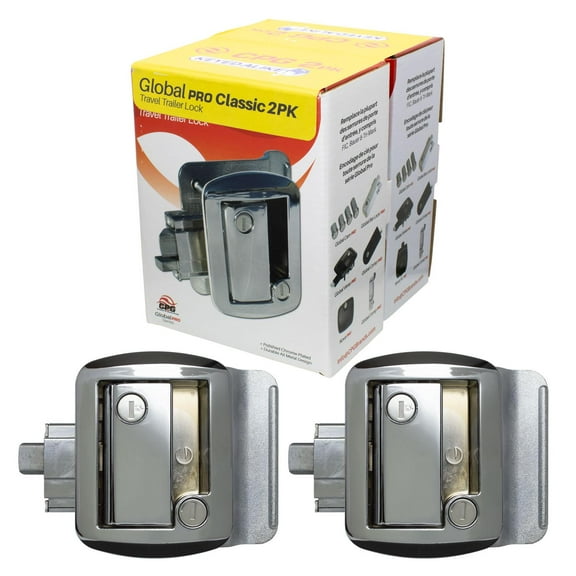 2 Global Link Classic Pro Travel Trailer Entrance Locks, Keyed Alike, Polished Chrome