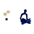 thumbnail image 1 of Estatua de hoja, figura de pensador abstracto, obra de arte humana, escultura de resina, base de madera de hierro, creativa, para el hogar, oficina, c, 1 of 8