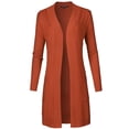 thumbnail image 1 of FashionOutfit Women's Solid Soft Stretch Long-line Long Sleeve Open Front Knit Cardigan, 1 of 8