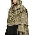 thumbnail image 1 of Bufandas de lana para mujer, suaves, estilo étnico, chal, cálidas, con borlas de cachemira, de acrílico, 1 of 2