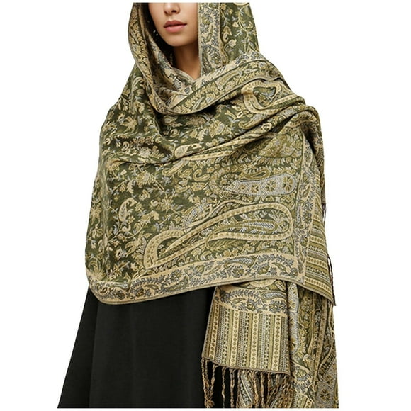 RXIRUCGD Women Wool Soft Ethnic Style Shawl Warm Scarf Paisley Tassels Scarf( Red )