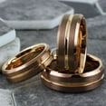 thumbnail image 5 of Tungsten Carbide Rings for Men Wedding Bands for Him 8mm Rose Gold Bronze-Brown, 5 of 8