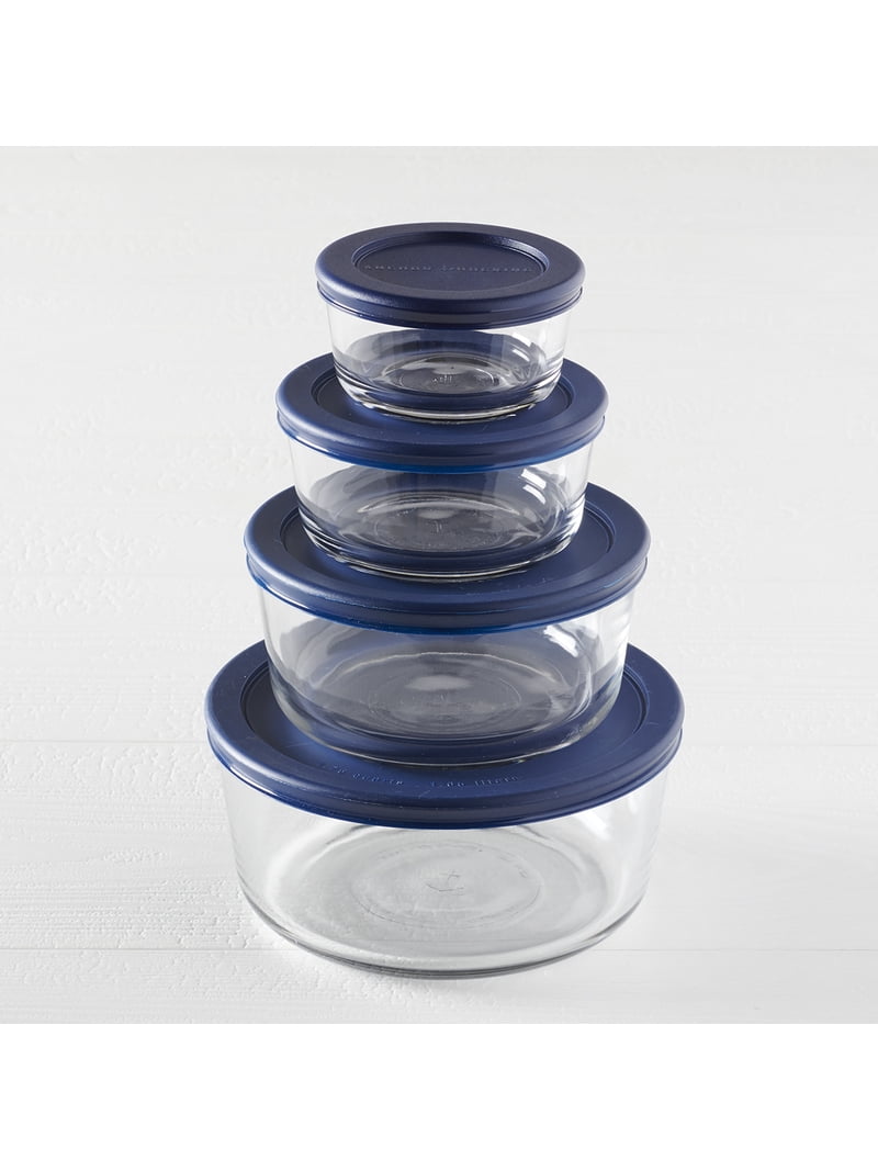 Anchor Hocking Glass Food Storage Containers with Lids, 8 Piece