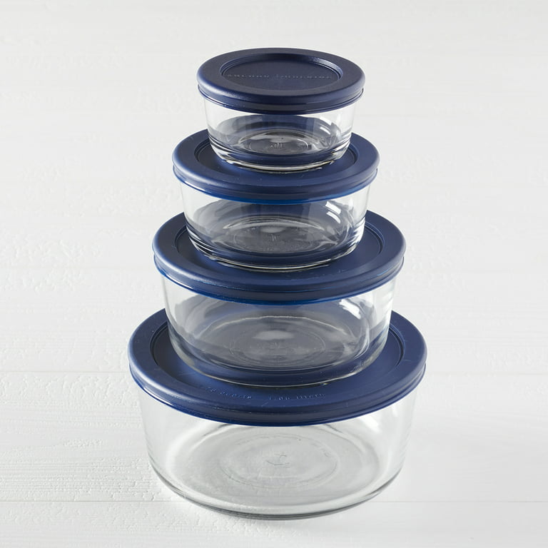 8 Piece SNAP Glass Round Container Set