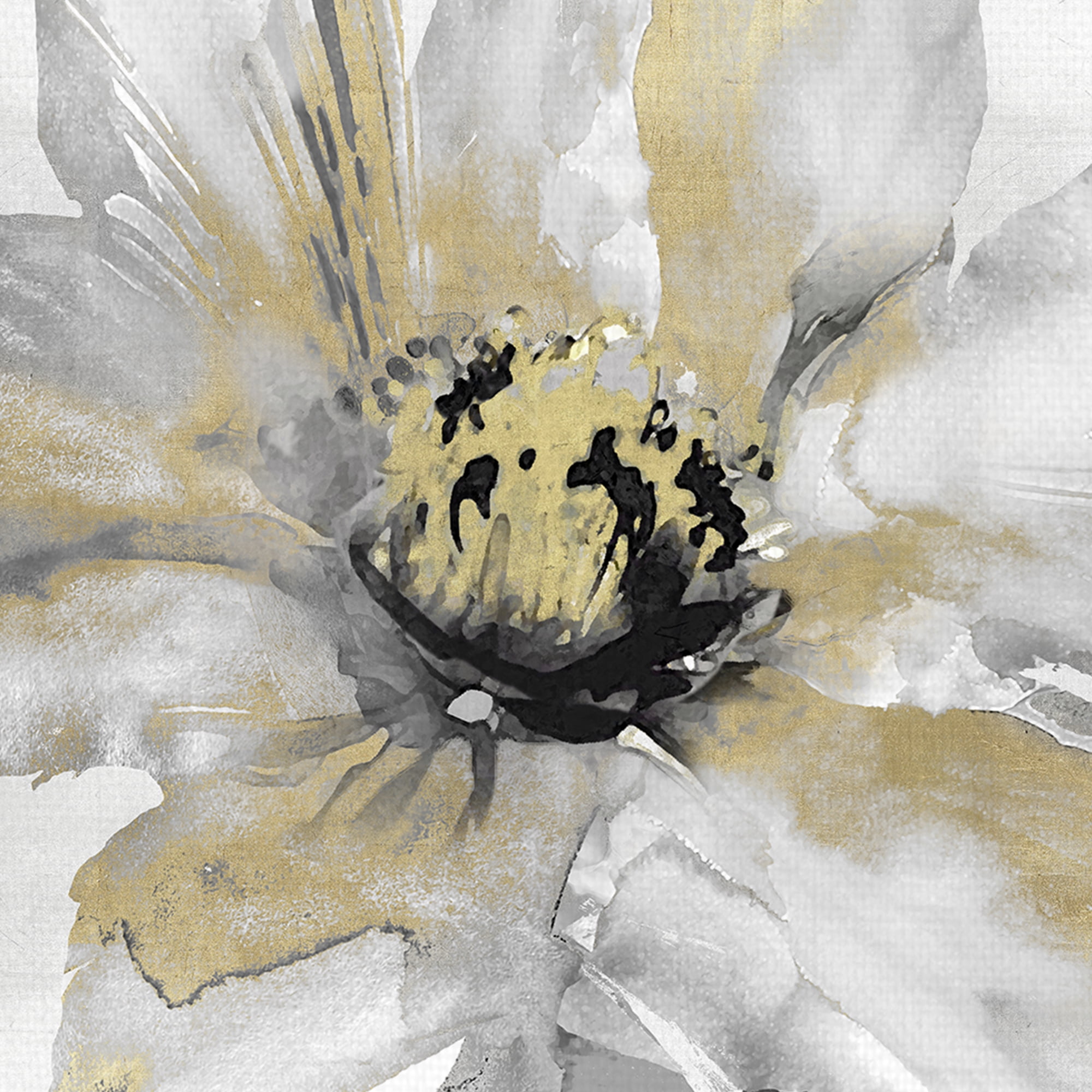 Gold Hearted Flower, Petals and Gold by Tania Bello Floral Canvas Art Set of II