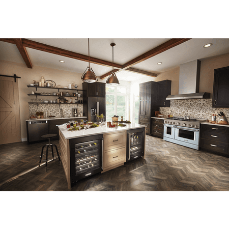 KitchenAid - 6.3 Cu. Ft. Freestanding Double Oven Gas True Convection Range with Self-Cleaning and Griddle - Misty blue
