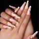 thumbnail image 2 of 24 piezas Prensa en uñas largas, diamantes de imitación 3d, uñas postizas de ataúd con diseño, pegamento brillante en las uñas, uñas postizas con pegamento para mujeres (azul),11 Feliz Sencillez, 2 of 5
