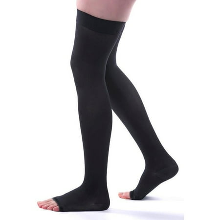 

Allegro 20-30 Microfiber Thigh Highs Open Toe Black Small