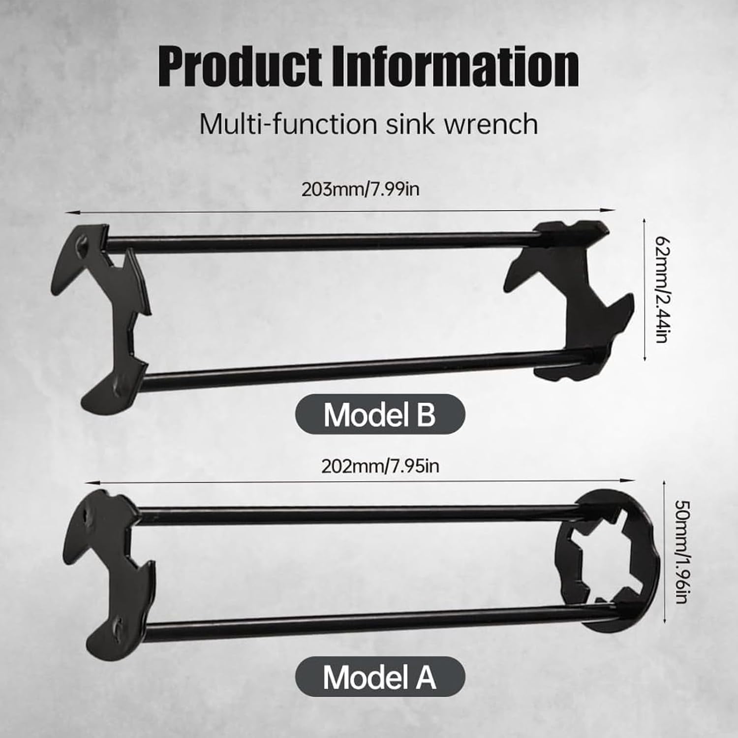 Multifunctional Sink Wrench for Plumbing Repair – Under Sink Basin Wrench for Tight Spaces, Faucet Wrench for Undermount Sink, Kitchen & Bathroom Repair Tool (#B)