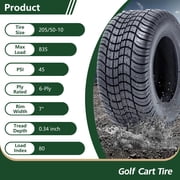 Hi-Run 2 Set P823 205/50-10 6PR TL Golf Cart Tires Fits 18X8-10, 205 50 10