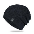 thumbnail image 2 of MANHUJI Stuff For Men Hat Warm Chunky Cable Knit Hats Soft Stretch Thick Cute Knitted Cap For Cold Weather Letter Hats Boinas Para Hombre (Black,One Size), 2 of 5