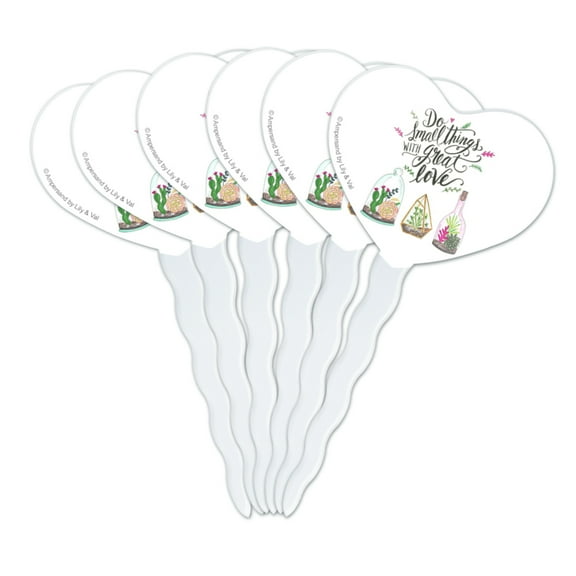 Do Small Things with Great Love Heart Love Cupcake Picks Toppers Decoration Set of 6