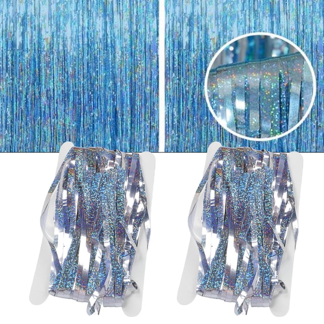 4PCS Set Tinsel Door Curtain Foldable Reusable, Metallic Tinsel Foil Fringe Curtain for Parties, with Convenient Adhesive Backing, Suitable for Multiple Uses, PET Material
