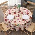 thumbnail image 3 of Beige Christmas Santa Pattern Round Tablecloth 60"x60",Wrinkle Wipeable Table Cloth for Kitchen Dining Room Picnic Patio Party, 3 of 6