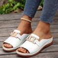 thumbnail image 2 of Zefriona Women's Summer Wedge Sandals Slip On Fish Mouth Open Toe Comfortable Beach Shoes White Size 10, 2 of 9