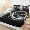 thumbnail image 3 of Homewish King and Queen Bed Sheets for Teen, Cartoon Dragonfly King Sheets, Black White Stripes Lines Sheet Set, Lightweight Room Decor, 4-Piece, 3 of 7