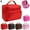 Red, variant on PULLIMORE Travel Makeup Bags Waterproof Cosmetic Organizer Case with Mirror Portable Toiletry Storage Bag (Black)