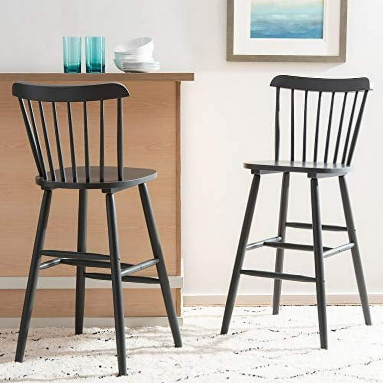 BristolSS21ベンチレーション上L下M ティファニー✖️ブラック SAFAVIEH Galena Solid Spindle Back Bar Stool with Footrest, Grey