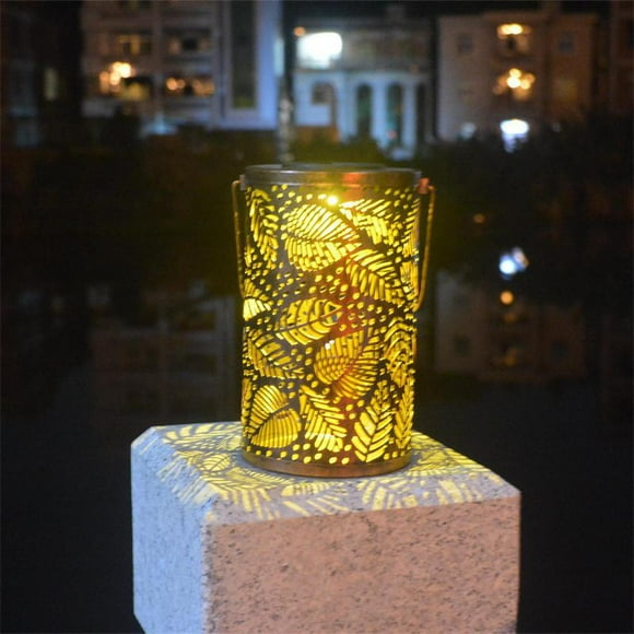 Lanternes Solaires Suspendues, Lumières Solaires de Jardin Suspendues Extérieures Rétro Métal Imperméable Lampe Solaire pour Patio Cour Allée Terrasse (Feu)