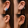 thumbnail image 2 of Juego de pendientes de aro de círculo de cadena larga para mujer, Piercing pequeño, joyería de pendiente Huggie, cartílago falso, Punk Rock Helix, 2 of 5