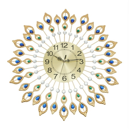 ToppiJoy Crystal Wall Clock Modern Quartz Clocks Non-Ticking Silent Wall Mounted Clocks for Home Living Room