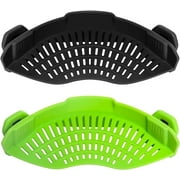 AUOON Clip on Strainer for pots Pans,2PACK,Heat Resistant Silicone, Easy to Use and Store, Dishwasher Safe,BlackGreen