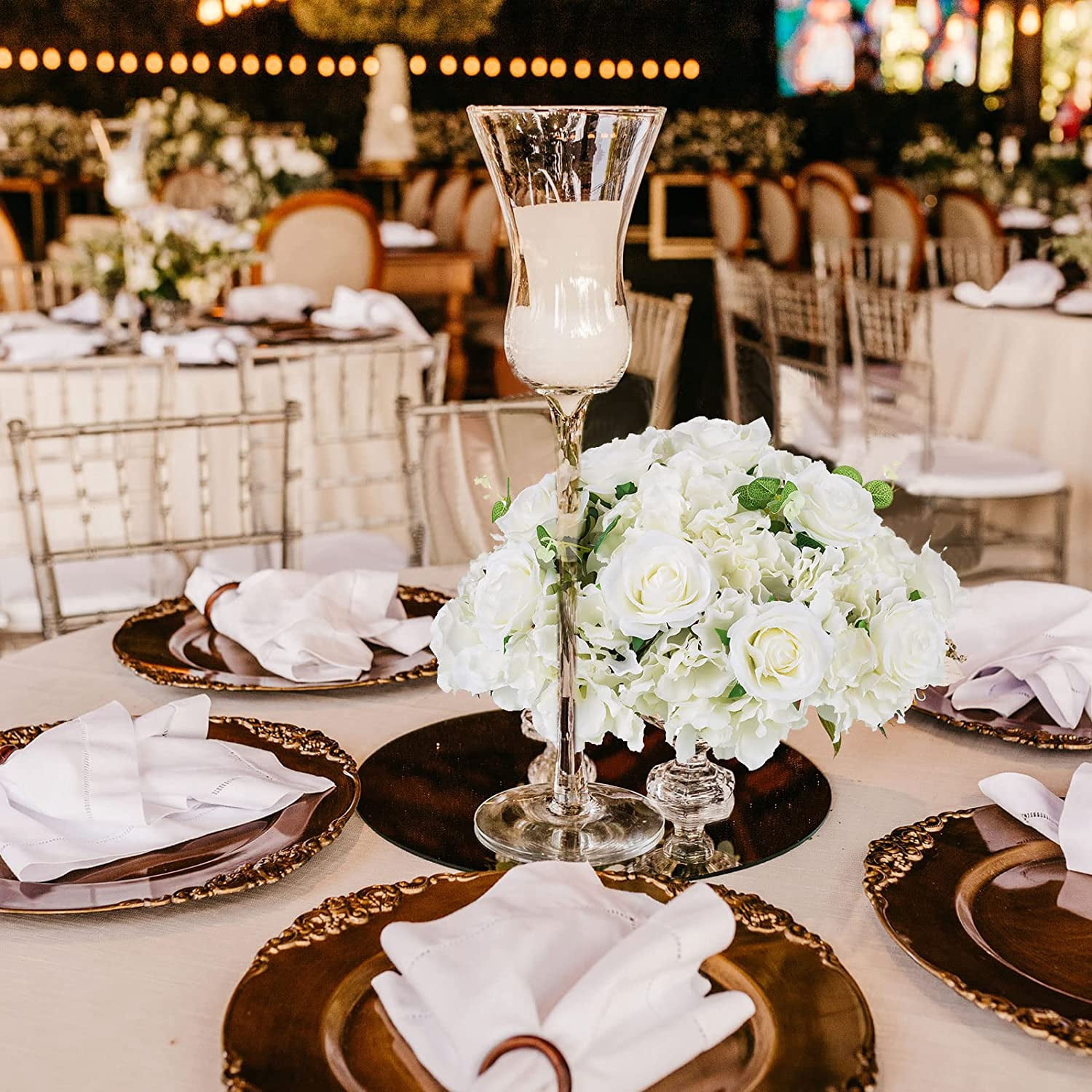 Fake Flower Balls Centerpieces: 2 Pcs 15.7" Large White  Hydrangea Artificial Flowers Arrangement for Wedding Table - Faux Silk Floral for Party Home Reception Decoration