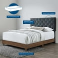 thumbnail image 5 of Tufted Bed Frame, Queen Size, Velvet, Wood, Brown Walnut Grey Gray, Modern Contemporary Urban Design, Box Spring Required, 5 of 5