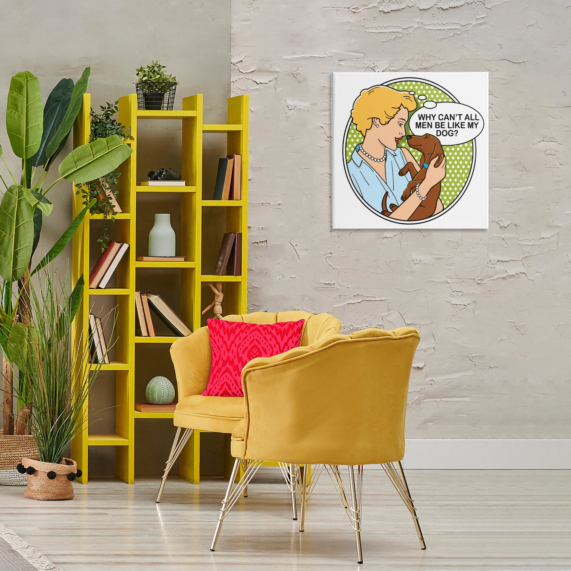 Stupell Industries Funny Men & Dogs Animals Painting Wrapped Canvas Art Print Wall Art, 24 x 24