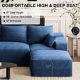 thumbnail image 3 of Wilayok 108" Oversized L-Shaped Sectional Sofa, Fluffy Corduroy Cloud Couch with Ottoman, Plush Memory Foam Boneless Modular Sectional Couch for Living Room Small Space, Blue, 3 of 8