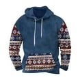 thumbnail image 2 of guisaled Mens Hoodies Ethnic Graphic Printed Hooded Sweatshirts Long Sleeve Patchwork Loose Casual Vintage Pullover Tops with Drawstring, 2 of 3
