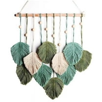 Wall Hanging Boho Wall Decor, Handmade Yarn Woven Wall Art Leaf Tapestry for Nursery Bedroom Living Room