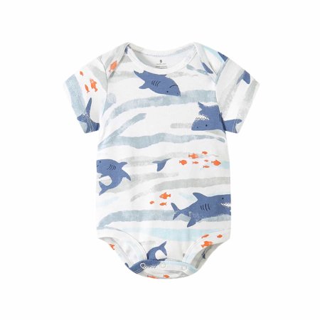 MEZZALL Baby Boys Bodysuits Short Sleeve Round Neck Printed Romper For Everyday Wear And Outdoor Activities Soft Comfortable Onesie For Toddlers 9 24 Months Soft Baby Wear