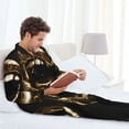 thumbnail image 4 of Wukai Golden Lips Modern Sculpture Men's Long Sleeve Pajama Set,Long Sleeve Mens Sleepwear with Pockets & Front Fly-Large, 4 of 6