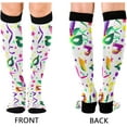 thumbnail image 2 of High Elasticity Compression Socks, High Knee Socks Adult Universal Leisure Relieve Fatigue, Mardi Gras Colorful Travel Daily with Running (1 Pair) Gift, 2 of 7