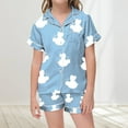 thumbnail image 2 of LUOGENLI Girls Pajamas Size 33X Girls Pajama Set Short Sleeve Sleepwear for Home and Nighttime Comfort Girls Pajamas Size 18 Pants Light Blue Size 10-11 Years, 2 of 4