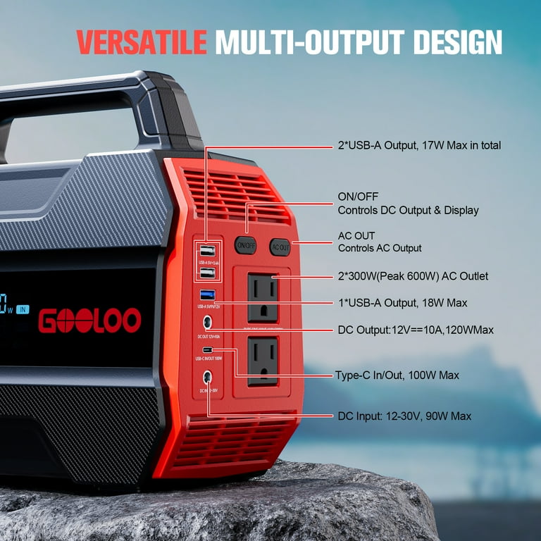 Gooloo Discovery 300 PRO Solar Generator, 230Wh Portable Power
