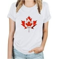 thumbnail image 1 of vdgthytj T-Shirt Femme Fête du Canada Imprimé Feuille d'Érable Manches Courtes Été Col Rond Basique, 1 of 3