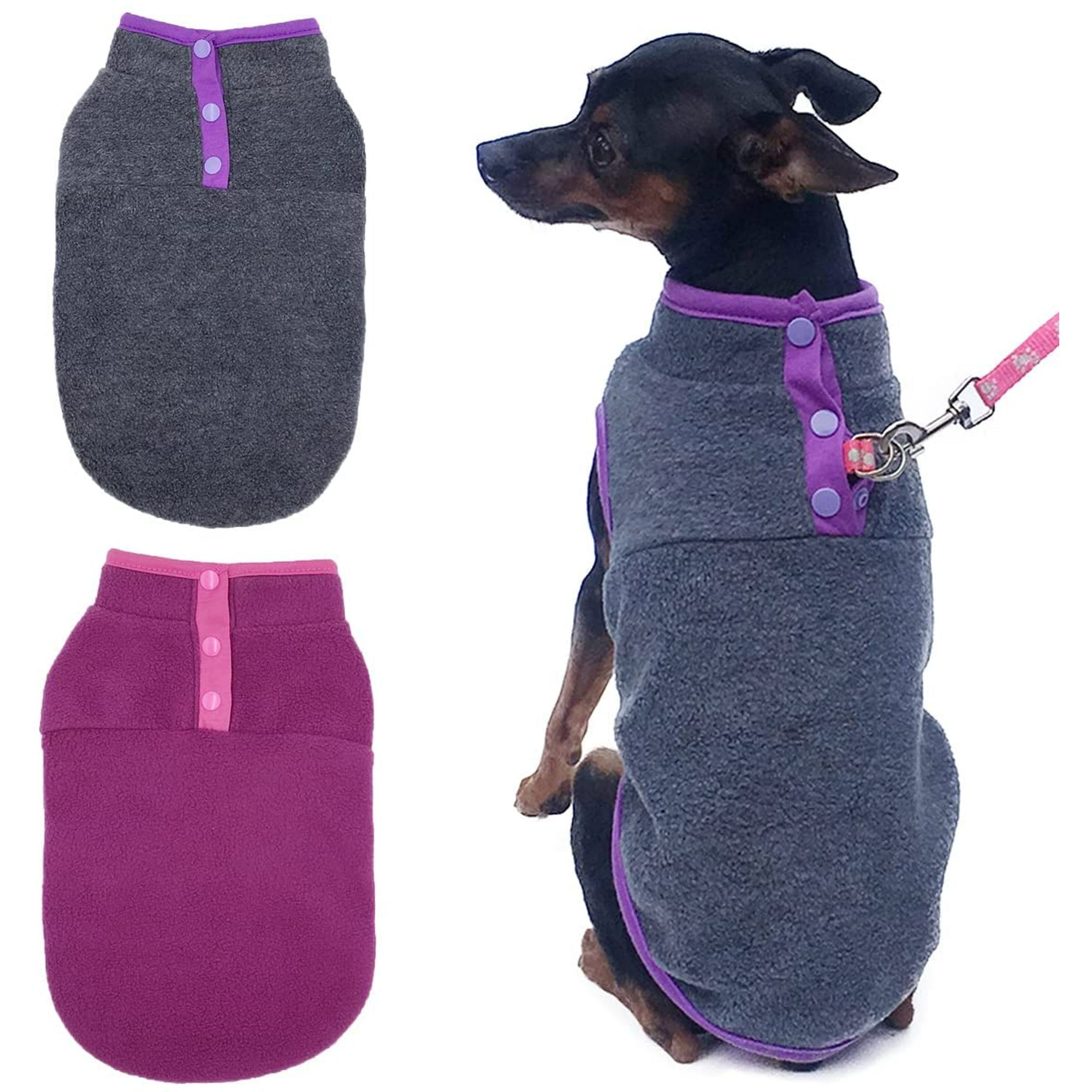 2 Pack Dog Fleece Vest Sweater Warm Pullover Fleece Puppy Jacket Autumn Winter Cold Weather Coat Clothes Pet Stretch Fleece Apparel with Buttons Walmart