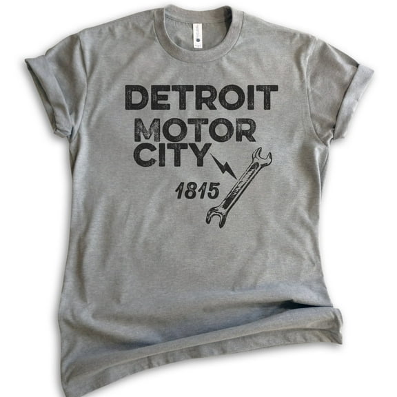 Detroit Motor City T-shirt, Unisex Women's Men's Shirt, Detroit Shirt, Michigan Shirt, Dark Heather Gray, Medium