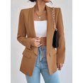 thumbnail image 5 of Women Casual Blazer Suit Open Front Shawl Collar Long Sleeve Fitted Jacket for Office Brown L, 5 of 5