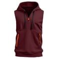 thumbnail image 5 of Yiaimeir Men's Sleeveless Hoodie With Zipper Pockets Athletic Gym Workout Pullover Lightweight Muscle Fit Vest Burgundy,Size S-3XL, 5 of 5