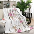 thumbnail image 2 of Vintage Floral Throw Blanket: Watercolor Pink Rose & Peony Bed Throw Blanket - Soft, Lightweight, Warm 50x60in Blanket - Blanket for Room, Couch Decor & Women's Gifts, 2 of 5