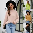 thumbnail image 2 of Suéter de punto de cuello alto de temperamento europeo y americano para mujer 2023 otoño e invierno nuevo jersey de manga larga de color sólido camisa de fondo de punto, 2 of 4
