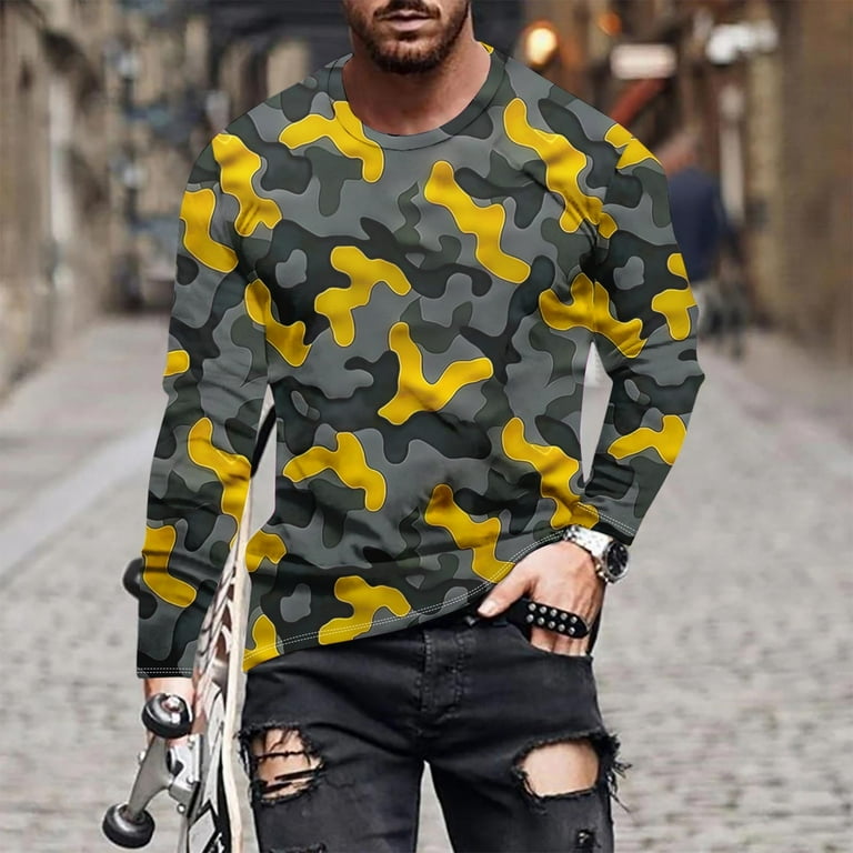 FchengtaiS Mens Long Sleeve Camo Shirts Casual Stylish